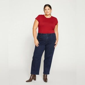 Universal Standard Etta High Rise Straight Leg Jeans women’s sz 8 Dark Indigo
